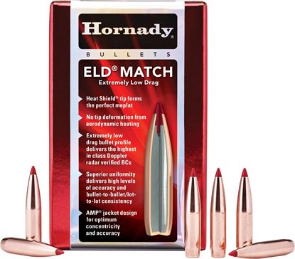 Picture of Hornady 26333 ELD Match Rifle Bullets, 6.5MM .264 147 Gr, 100 Box