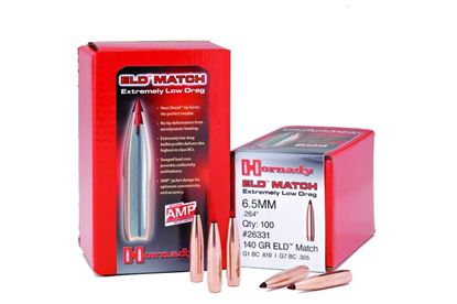 Picture of Hornady 26331 ELD Match Rifle Bullets 6.5mm .264 140Gr 100Rnd