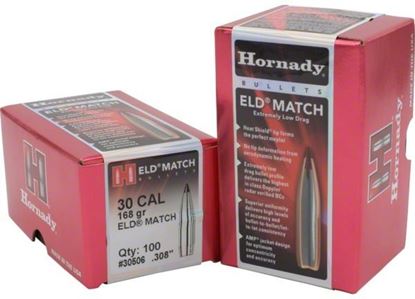 Picture of Hornady 30506 ELD Match Rifle Bullets, 30 CAL .308 168 Gr, 100 Box