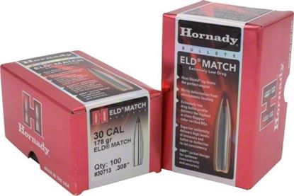 Picture of Hornady 30713 ELD Match Rifle Bullets, 30 CAL .308 178 Gr, 100 Box