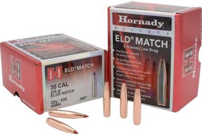 Picture of Hornady 30904 ELD Match Rifle Bullets, 30 Cal .308 225 Gr, 100 Box