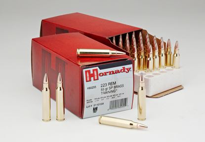 Picture of Hornady 80255 Custom Rifle Ammo 223 REM, SP, 55 Grains, 3240 fps, 50, Boxed