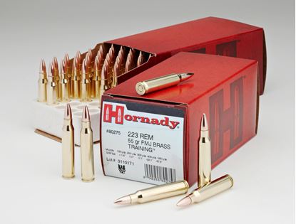 Picture of Hornady 80275 Custom Rifle Ammo 223 REM, FMJBT, 55 Grains, 3240 fps, 50, Boxed