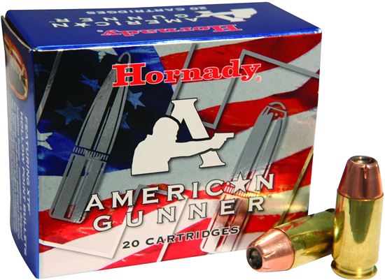 Picture of Hornady 90904 American Gunner Pistol Ammo 45 ACP, XTP, 185 Gr, 970 fps, 20 Rnd, Boxed