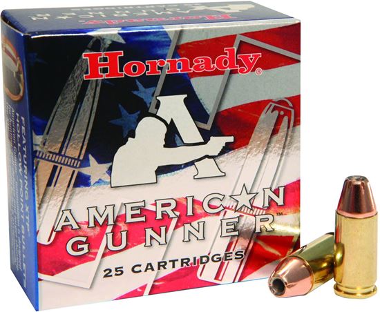Picture of Hornady 90224 American Gunner Pistol Ammo 9MM, XTP, 124 Gr, 1200 fps, 25 Rnd, Boxed