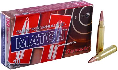 Picture of Hornady 80264 Superformance Match Rifle Ammo 223 REM, BTHP, 75 Grains, 2930 fps, 20, Boxed