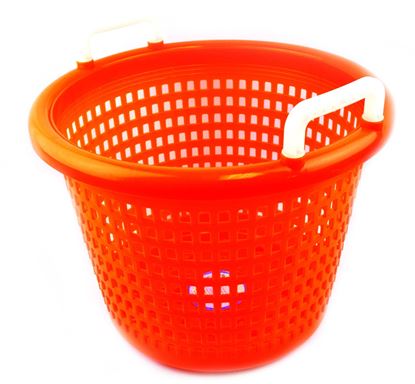 Picture of Joy Fish BASKET-HANDYA1612-OR G Fish Basket Small HD Orange Plastic Basket w/Handles 14"x12"