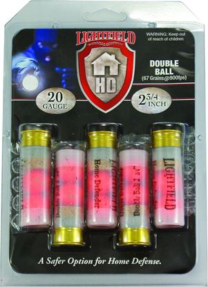 Picture of Lightfield DBHD-20 Double Ball Home Defense Slugs 20 GA, 2-3/4 in, 0.153oz, 900 fps, 5 Rnd per BoxLightfield DBHD-20 Double Ball Home Defense Slugs 20 GA, 2-3/4 in, 0.153oz, 900 fps, 5 Rnd per Box