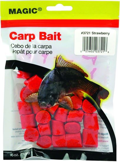 Picture of Magic 3721 Carp Bait, Preformed, 6 oz Bag, Red/Strawberry