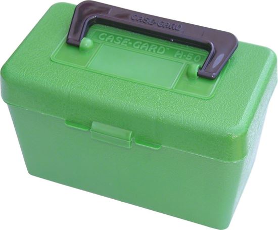 Picture of MTM H50-RM-10 Deluxe Ammo Box 50-Round, w/Handle, 22-250 243 308, Green