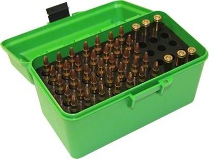 Picture of MTM H50-RL-10 Deluxe Ammo Box 50-Round, w/Handle, 25-06 30-06 270 Win, Green