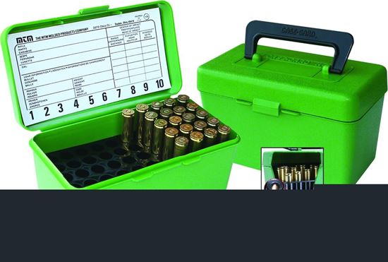 Picture of MTM H50-R-MAG-10 Deluxe Ammo Box 50-Round, w/Handle, 7mm Rem Mag 300 Win Mag, Green