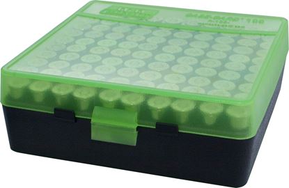 Picture of MTM P-100-44-16T Case-Gard Ammo Box 100 Round Flip-Top 41 44 45 LC, Clear-Green/Black