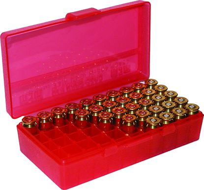 Picture of MTM P50-38-29 Case-Gard Ammo Box 50 Round Flip-Top 38 - 357, Clear-Red