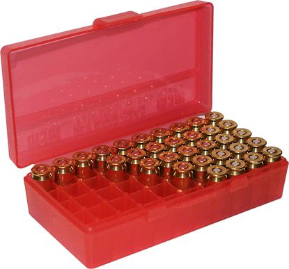 Picture of MTM P50-44-29 Case-Gard Ammo Box 50 Round Flip-Top 41 44 45 LC, Clear-Red
