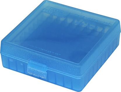 Picture of MTM P-100-22-24 Case-Gard Ammo Box 100 Round Flip Top For .22 LR, Clear Blue