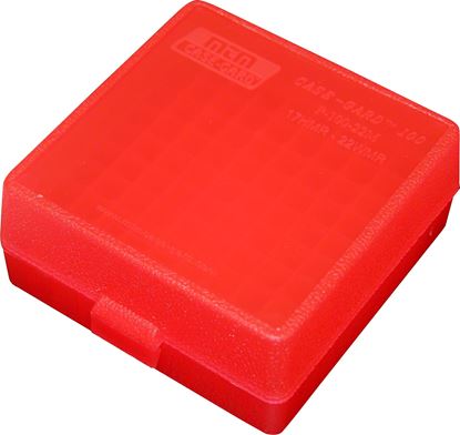 Picture of MTM P-100-22M-29 Case-Gard Ammo Box 100 Round Flip Top For 22 Mag - 17 HMR, Clear-Red