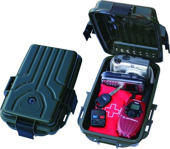 Picture of MTM S1072-11 Survivor Dry Box, O-Ring Seal, Compass, Signal Mirror, Triple Latch, 9.8" x 6.8" x 3.0", Forest Green