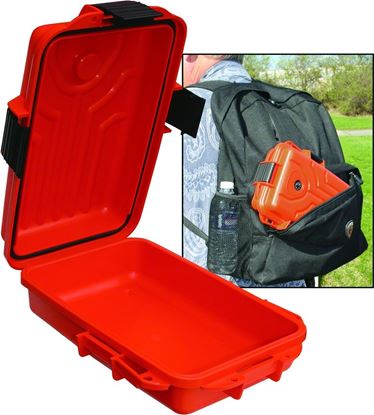 Picture of MTM S1072-35 Survivor Dry Box, O-Ring Seal, Compass, Signal Mirror, Triple Latch, 9.8" x 6.8" x 3.0", Orange