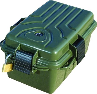 Picture of MTM S1074-11 Survivor Dry Box, O-Ring Seal, Compass, Signal Mirror, Triple Latch, 9.8" x 6.8" x 4.8", Forest Green