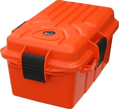 Picture of MTM S1074-35 Survivor Dry Box, O-Ring Seal, Compass, Signal Mirror, Triple Latch, 9.8" x 6.8" x 4.8", Orange