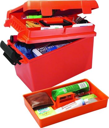 Picture of MTM SPUD1-35 Sportsmen's Plus Utility Dry Box 15"x8.8"x9.4" Divided Lid Lift-Out Tray Orange