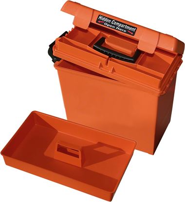 Picture of MTM SPUD2-35 Sportsmen's Plus Utility Dry Box 15"x8.8"x13" Divided Lid Lift-Out Tray Orange