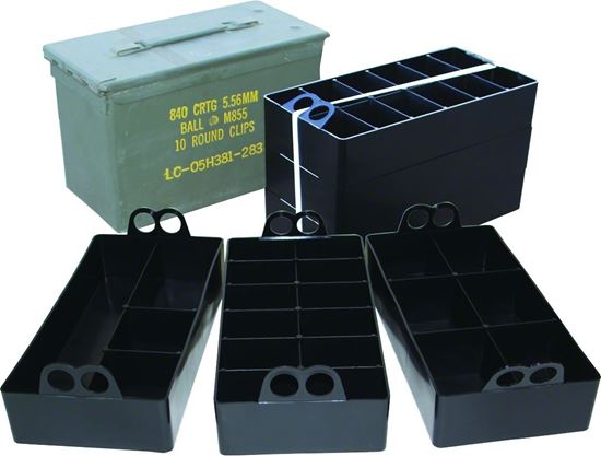Picture of MTM ACO 50 Caliber Ammo Can Organizer, 3 Plastic Ammo Can Organizer Trays, Black
