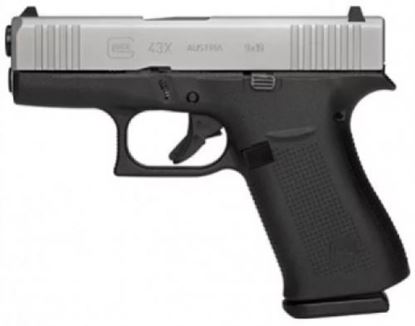 Picture of Glock G43X GNS 9mm 10 Rd Semi Black FR/Silver SL 3.41