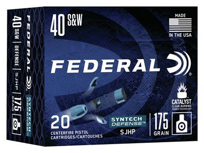 Picture of Federal S40SJT1 American Eagle Syntech Defense, 40 S&W 175 Grain, Segmented Hollow Point, 20 Rounds Per Box