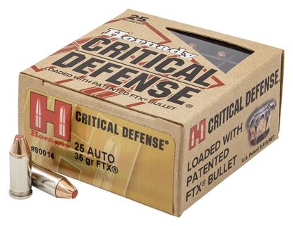 Picture of Hornady 90014 Critical Defense Pistol Ammo 25 ACP, 35 Gr, FTX CD