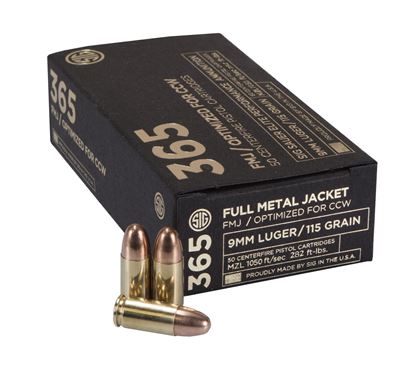 Picture of Sig Sauer E9MMB1-365-50 Elite Performance Pistol 365 Ball Ammo 9MM, FMJ, 115 Gr, 1050fps, 50 Rnd