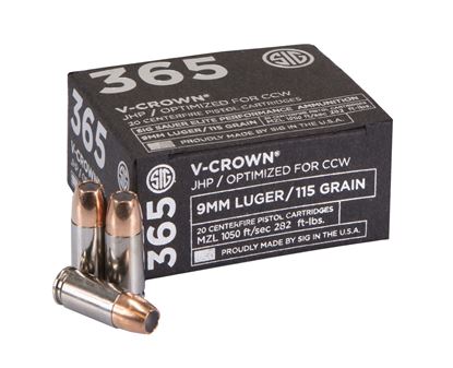 Picture of Sig Sauer E9MMA1-365-20 Elite V-Crown Performance Pistol 365 Ammo 9MM, JHP, 115 Gr, 1050fps, 20 Rnd
