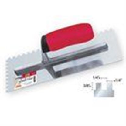 Picture of 1/4 x 3/8 x 1/4"  Sq. Notch Trowel  Stainless    