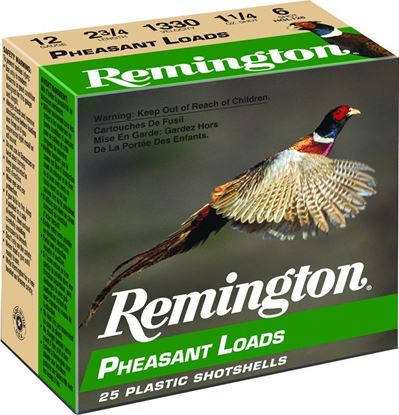 Picture of Remington NP12M4 Nitro Pheasant Loads Shotshell 12 GA, 2-3/4 in, No. 4, 1-3/8oz, Max Dr, 1300 fps, 25 Rnd per Box