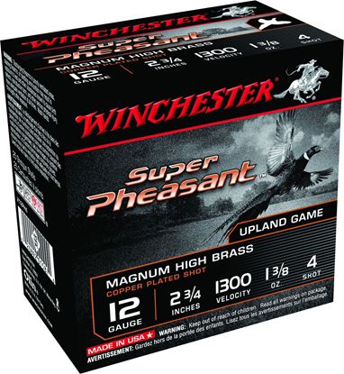 Picture of Winchester X12PH4 Super Pheasant Shotshell 12 GA, 2-3/4 in, No. 4, 1-3/8oz, Max Dr, 1300 fps, 25 Rnd per Box