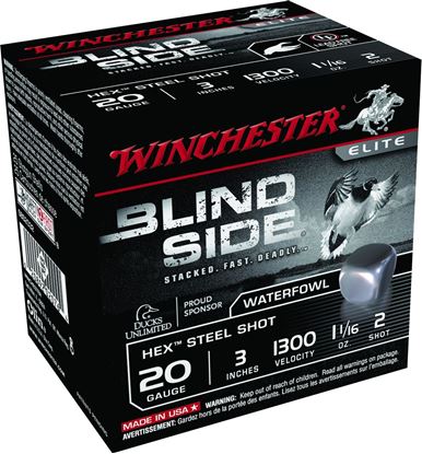 Picture of Winchester SBS2032 Blind Side Shotshell 20 GA, 3 in, No. 2, 1-1/16oz, 1300 fps, 25 Rnd per Box