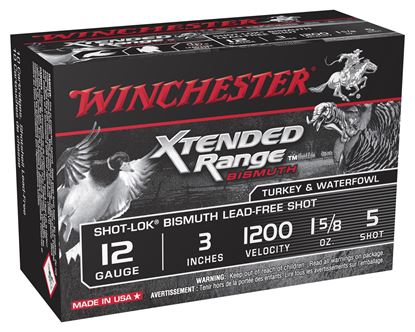 Picture of Winchester XRB1235 Xtended Range Bismuth Shotshell 12 GA, 3 in, No. 5, 1 5/8oz, 1200 fps, 10 Rnd per Box