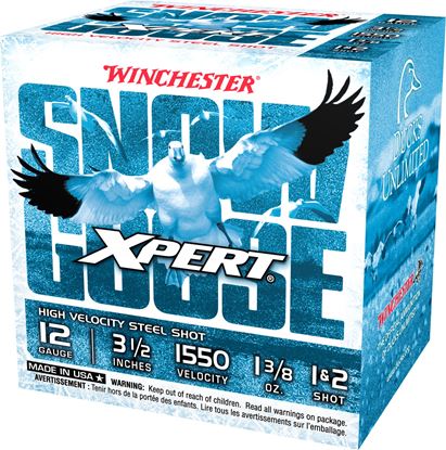 Picture of Winchester WXS12L12 Xpert Snow Goose Steel Shotshell 12 GA, 3.5", 1+2 Shot, 1-3/8oz, 1550 fps, 25 Rnd, Boxed
