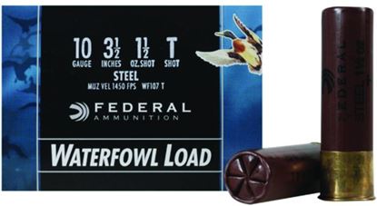 Picture of Federal WF107T Speed-Shok Waterfowl Shotshell 10 GA, 3-1/2 in, No. T, 1-1/2oz, 5.03 Dr, 1450 fps, 25 Rnd per Box