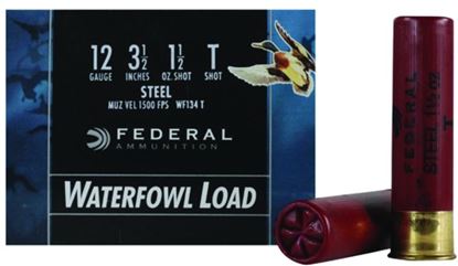 Picture of Federal WF134 T Speed-Shok Waterfowl Shotshell 12 GA, 3-1/2 in, No. T, 1-1/2oz, 4.84 Dr, 1500 fps, 25 Rnd per Box