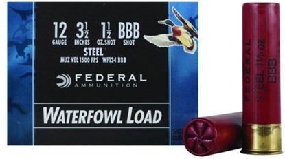 Picture of Federal WF134BBB Speed-Shok Waterfowl Shotshell 12 GA, 3-1/2 in, No. BBB, 1-1/2oz, 4.84 Dr, 1500 fps, 25 Rnd per Box
