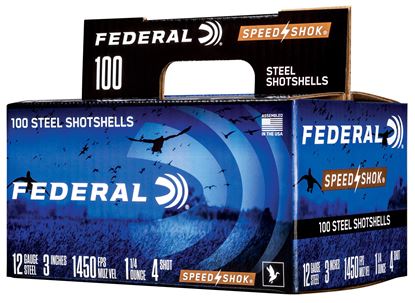 Picture of Federal WF142100 4 Speed Shok Waterfowl Shotshell, 12 Ga, 3", 1-1/4oz, 1450fps #4, 100 Pack