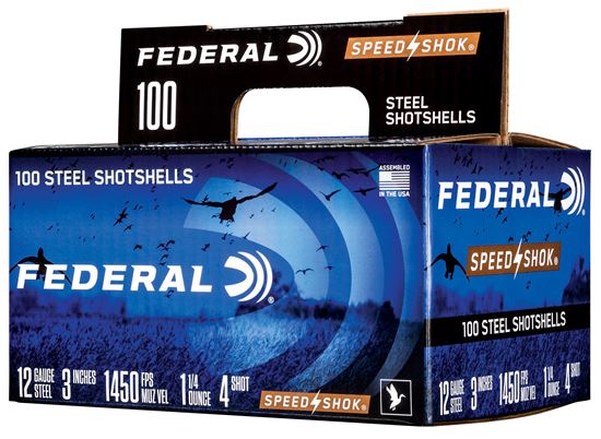 Picture of Federal WF142100 4 Speed Shok Waterfowl Shotshell, 12 Ga, 3", 1-1/4oz, 1450fps #4, 100 Pack