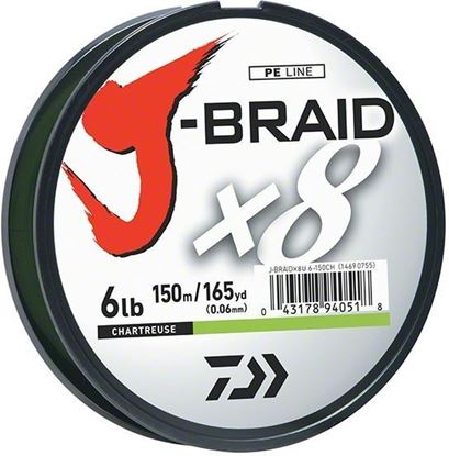 Picture of Daiwa JB8U10-150CH J-Braid x8 8 Strand Braided Line 10lb 150M Filler Spool Chartreuse