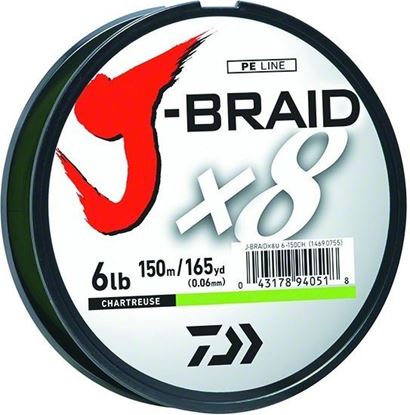 Picture of Daiwa JB8U15-150CH J-Braid x8 8 Strand Braided Line 15lb 150M Filler Spool Chartreuse