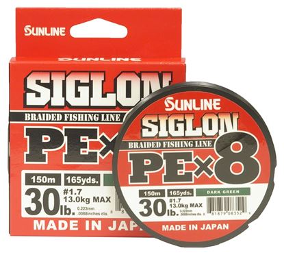 Picture of Sunline 63053456 Siglon PEx8 8-Strand Braided Line 30lb 165yd Dark Green Tight Weave Low Diameter