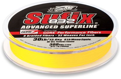 Picture of Sufix 660-020Y 832 Advanced Superline Braid 20lb 150yd Hi-Vis Yellow Boxed