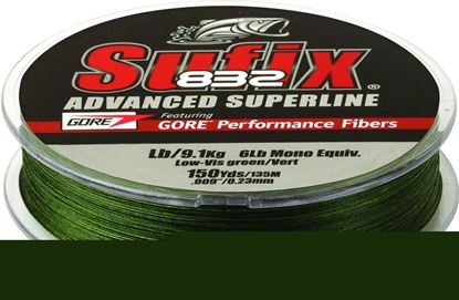 Picture of Sufix 660-150G 832 Advanced Superline Braid 50lb 300yd Lo-Vis Green Boxed
