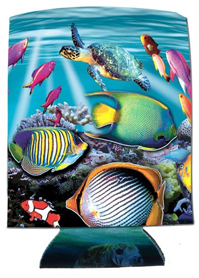 Picture of Marine Sports 4914REE Reef Scene Kan-Tastic Seascape Insulated Can / Bottle Kooler and Holder Full Color Print 3 Sides